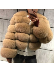 Classy Cropped Faux Fur Warm Jacket Coat