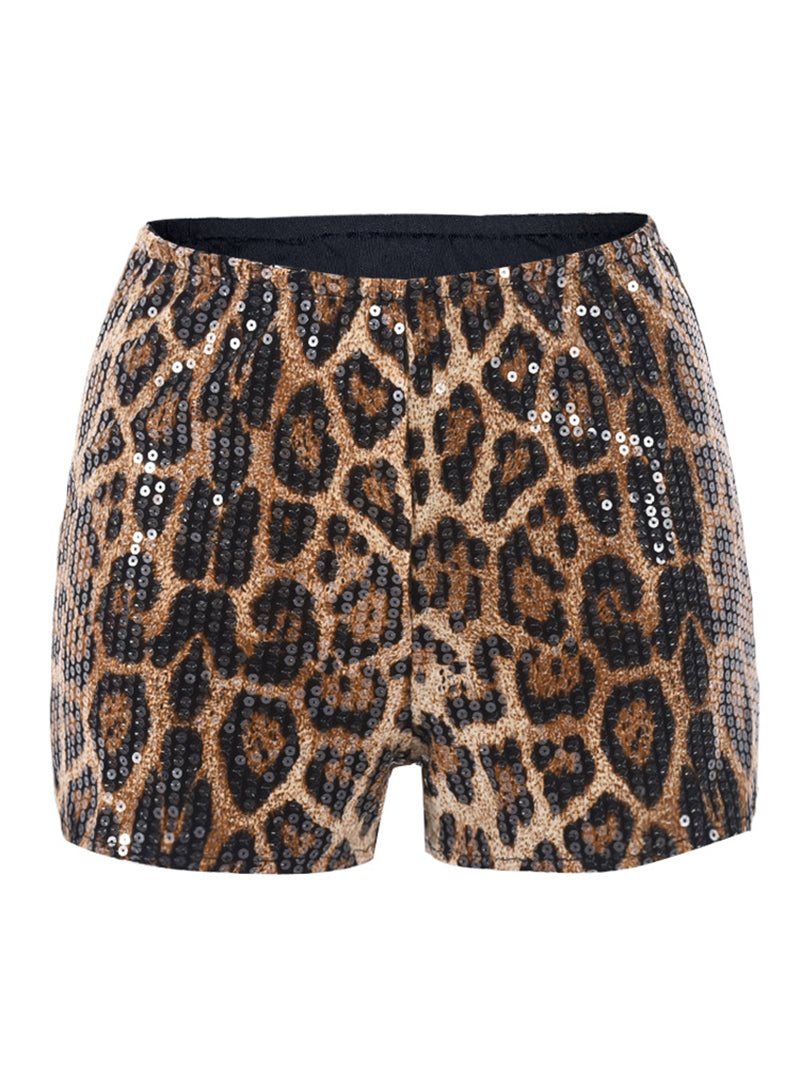 Leopard Sequin Skinny Mini Short