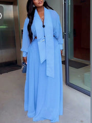 Polka Dot Belted Maxi Dress