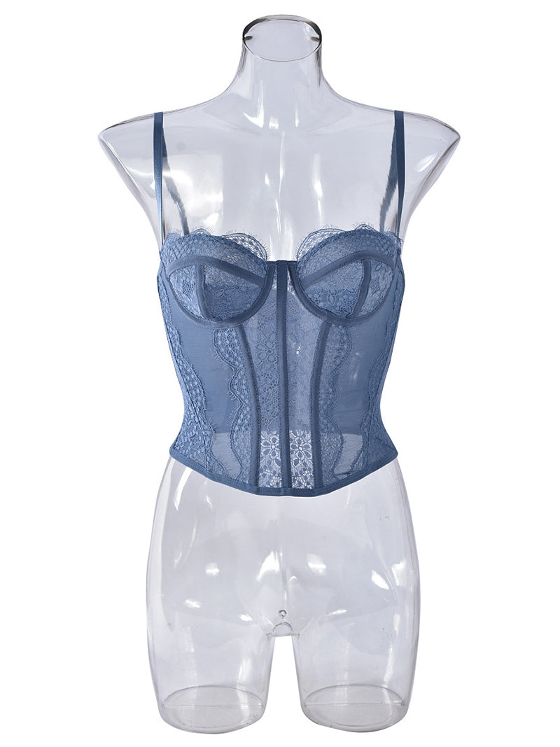 Eyelash Lace Panel Bustier Camisole Top