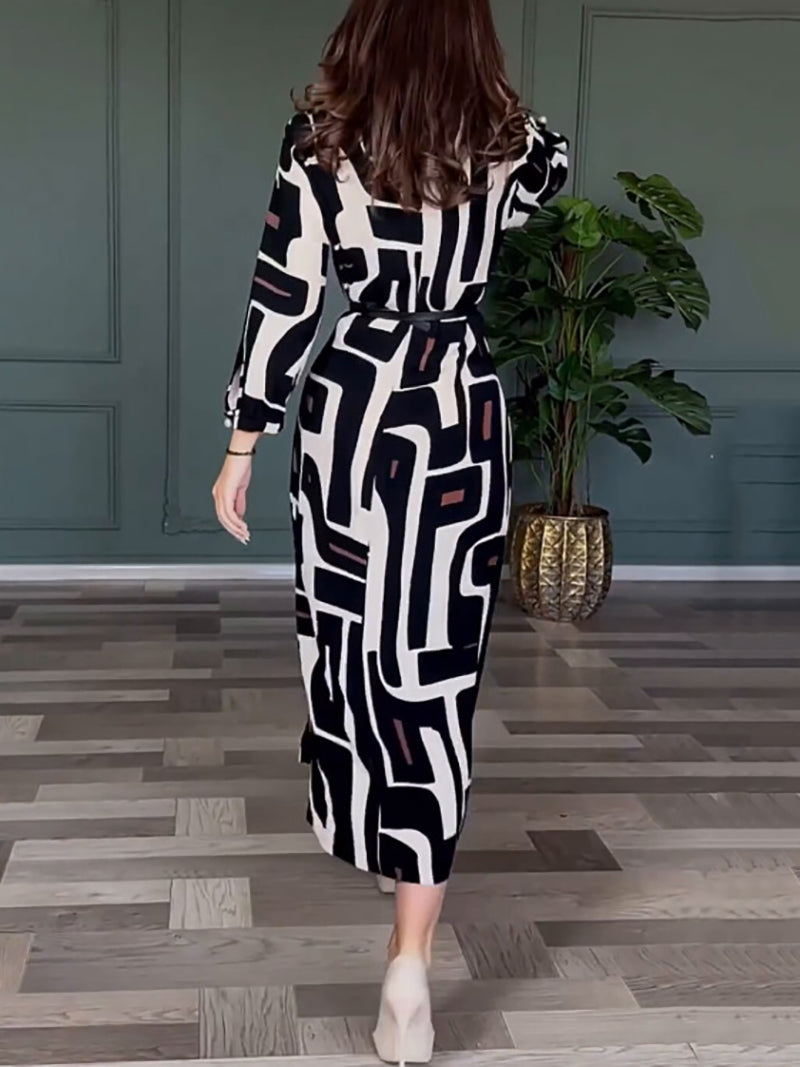 Fashion Print Beam Waist Dress