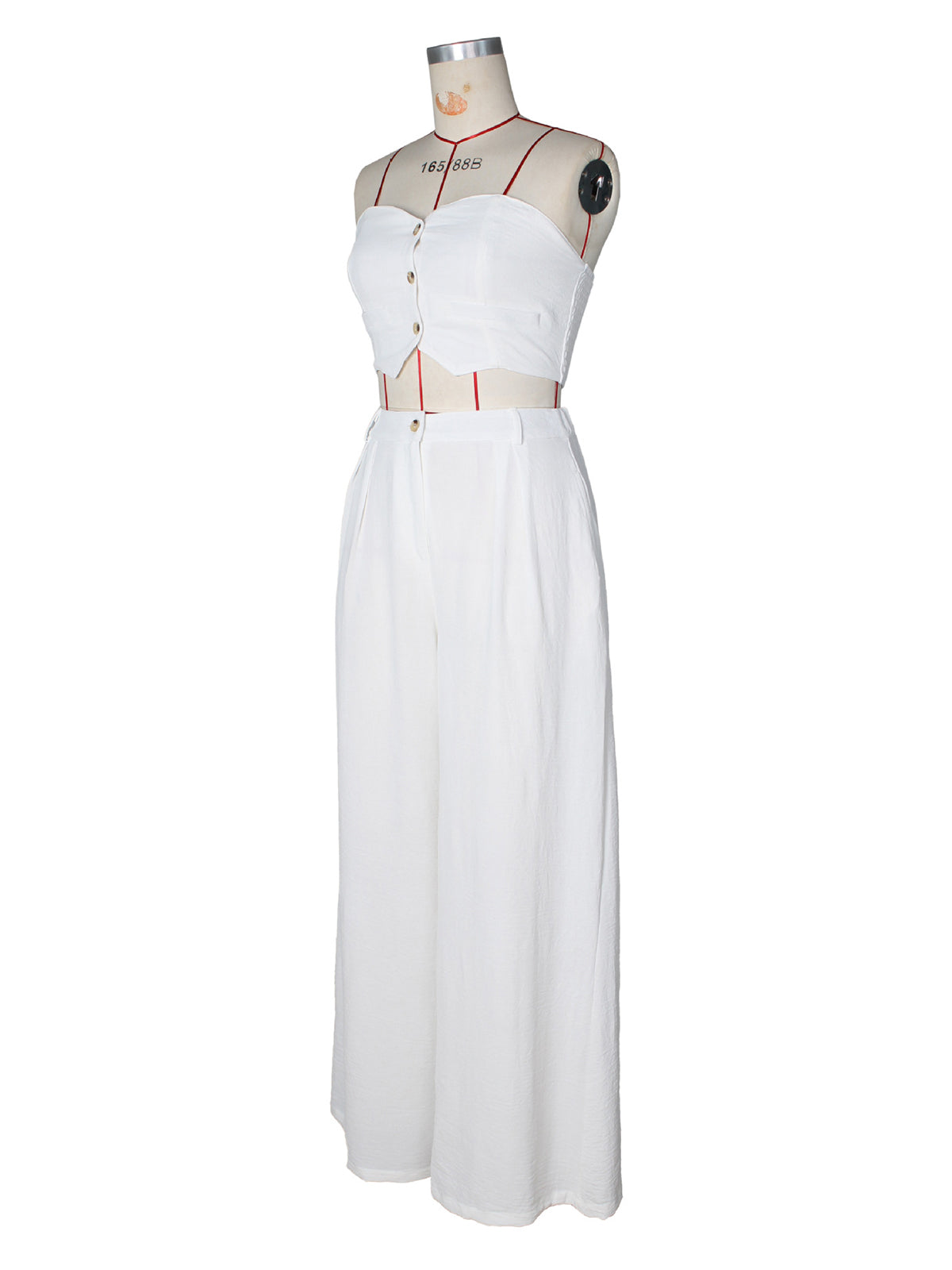 Fashion Elastic Strapless Tube Top Wide Leg Pants Sets