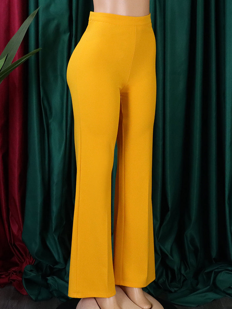 Casual Elastic High Waist Wide Leg Pants