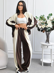 Chevron Color Block Zip Jacket and Pants Set