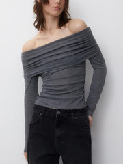 Fashion Knit Off Shoulder Full Sleeves Top