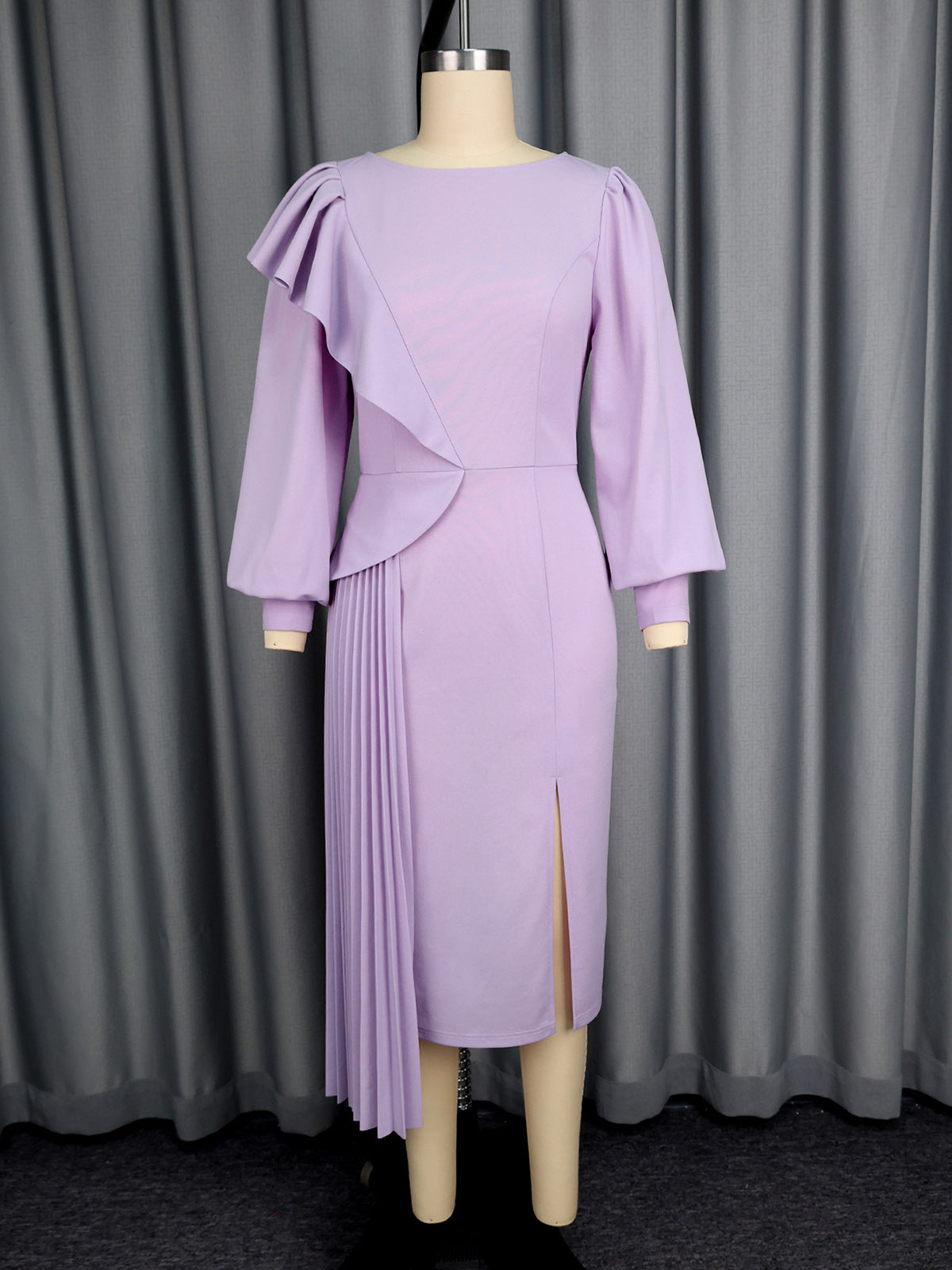 Elegant Round Neck Irregular Ruffled Party Dress