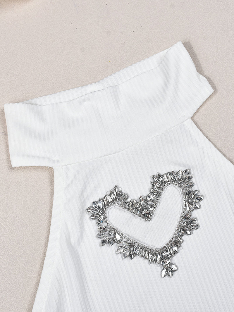 Sexy Hollow out Heart Shaped Vest Short Skirt Set