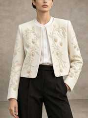 Embroidered Tweed Cardigan Jacket-boutique