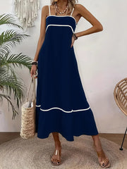 Spaghetti Strap Backless Lace-up Midi Dress