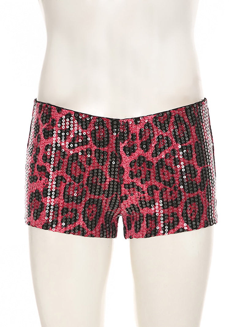 Sexy Sequin Leopard Print Micro Shorts