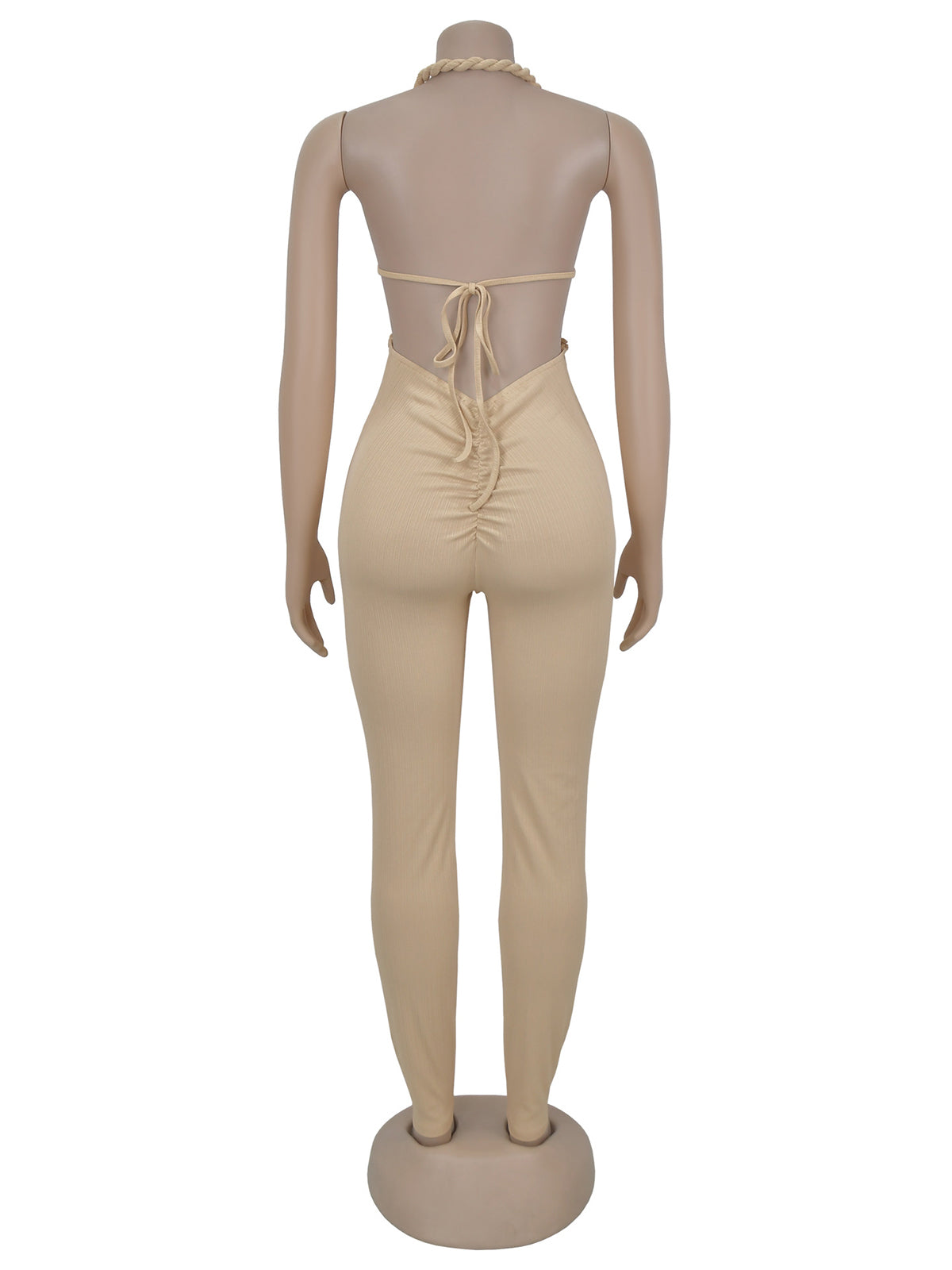 Sexy Twist Halter Backless Lace-up Hollow Out Jumpsuit