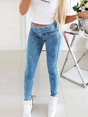 Fashion Elastic Waist Slim Bandage Jeans