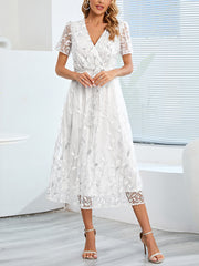 Fashion V-neck Sequin Lace-up Slim Party Dress