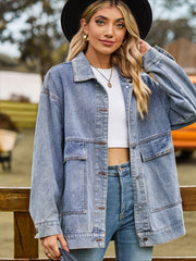 Classic Oversized Detachable Hood Denim Jacket
