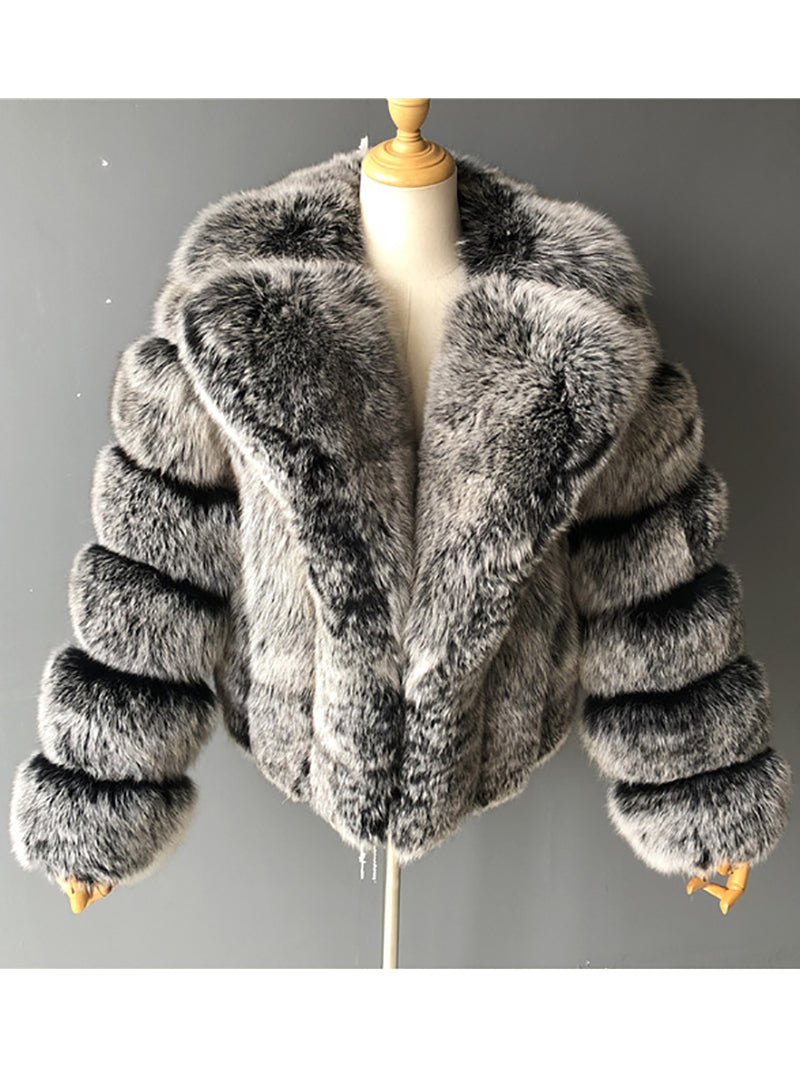 Fashion Faux Fur Suit Collar Jacket Coat