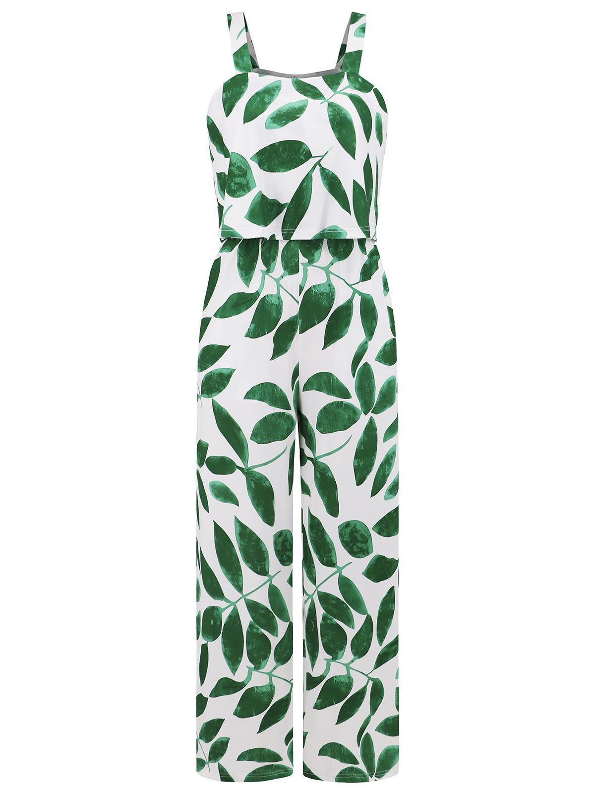 Fashion Suspenders Print Wide-leg Jumpsuit