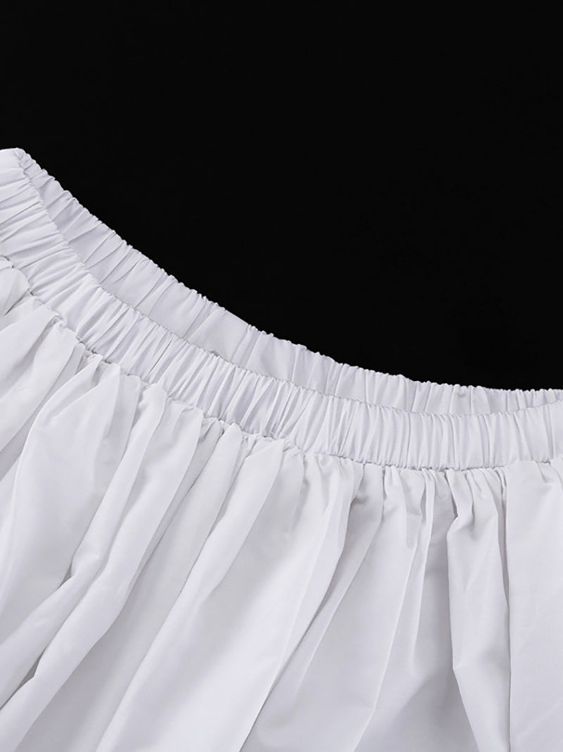 Fashion Off Shoulder Lantern Sleeve Puffy Skirt Sets