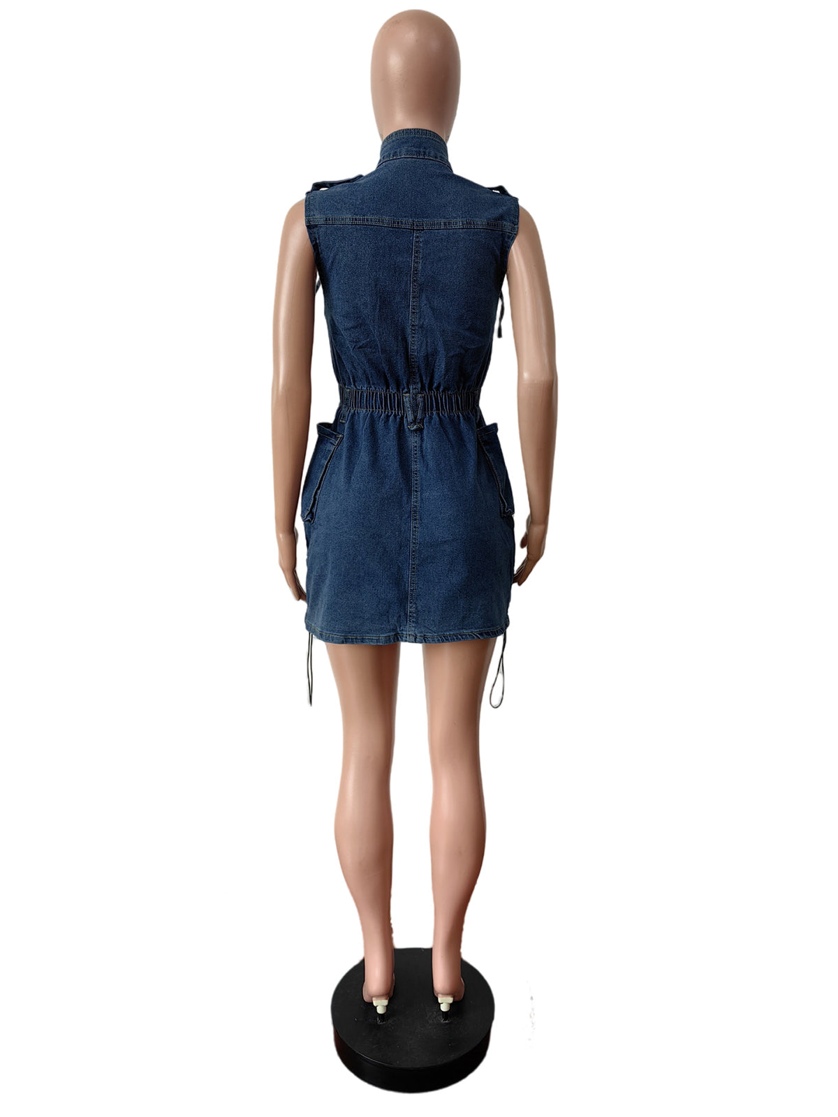 Fashion Denim Pocket Cargo Mini Dress