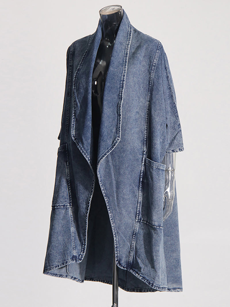 Patchwork Loose Denim Cardigan Jackets