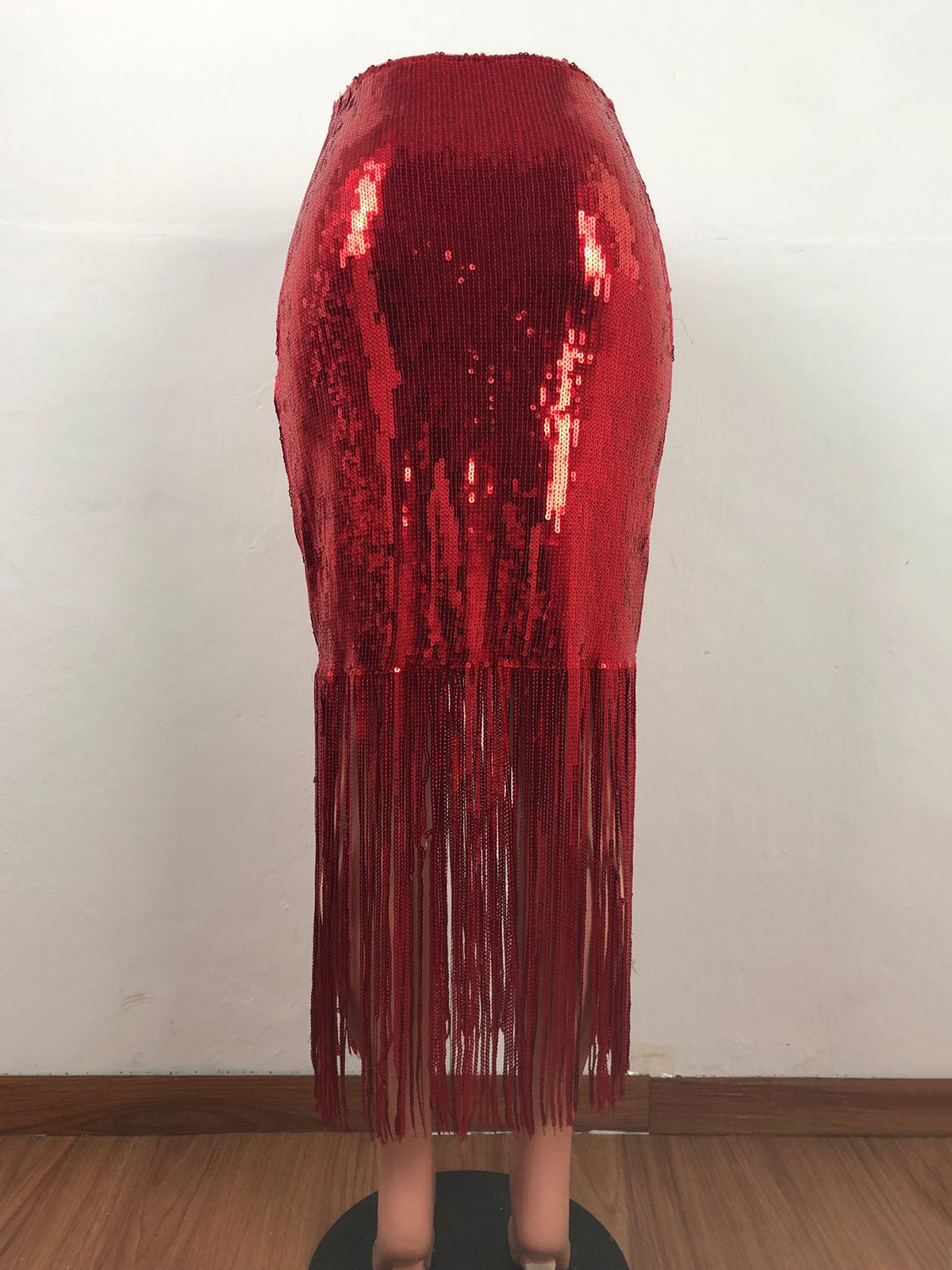 Fashion High Waist Sequin Fringe Skirt