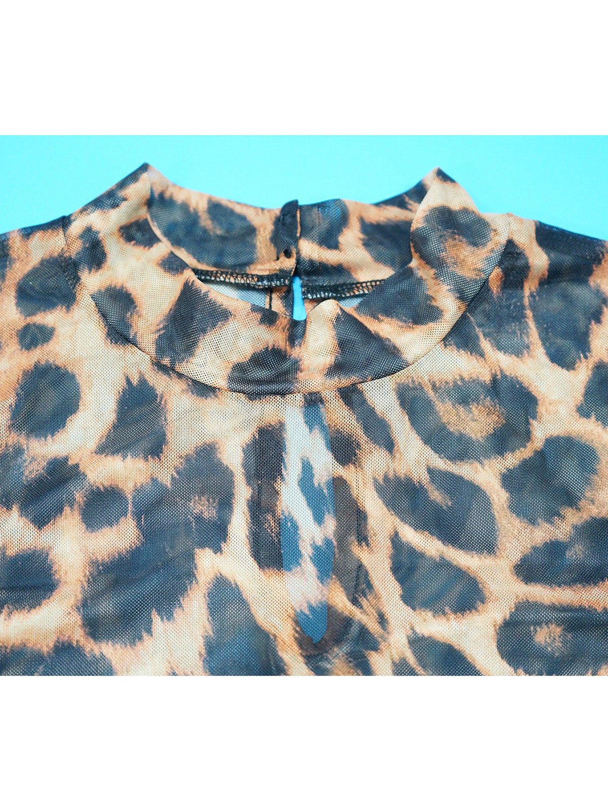 Sexy Leopard Print Sheer Bodysuit And Split Skirt Sets