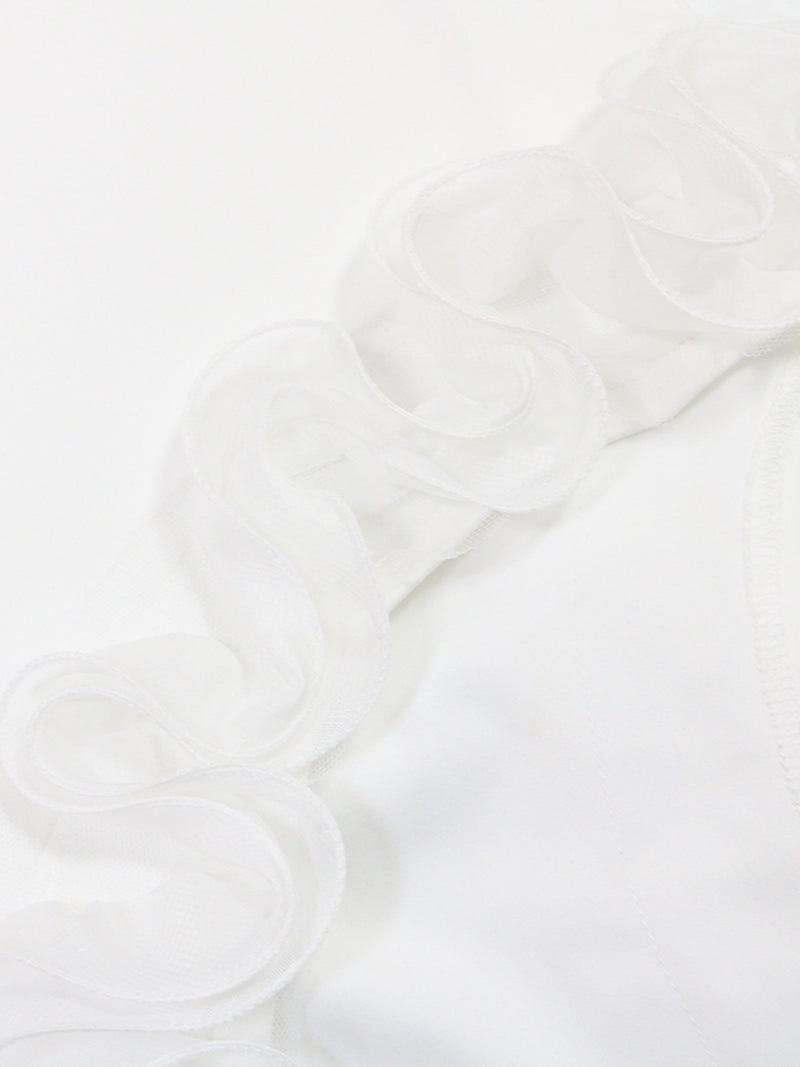 Elegant Ruffle Crop Vest and Irregular Slim Skirt Dress