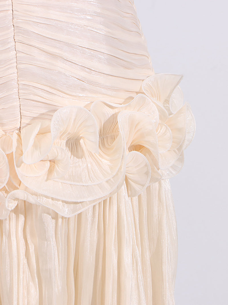 Fashion Strapless Ruffle Slim Maxi Dress