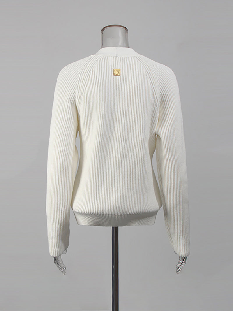 V Neck Single Breasted Casual Cardigan Sweater