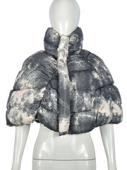 High Collar Print Shawl Padded Jacket Coat