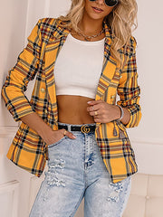 Plaid Printed Slim Lapel Blazer Jacket