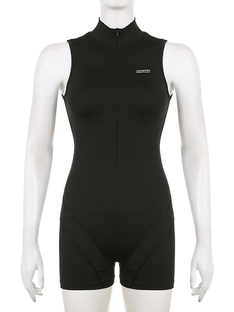 Sleeveless Zipper Sports Tight Romper