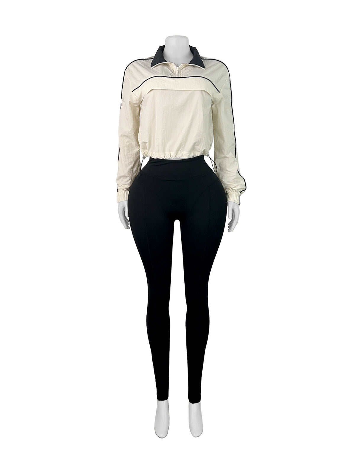 Casual Zipper Sweatshirt Tight Pant Sport Two Piece Set
