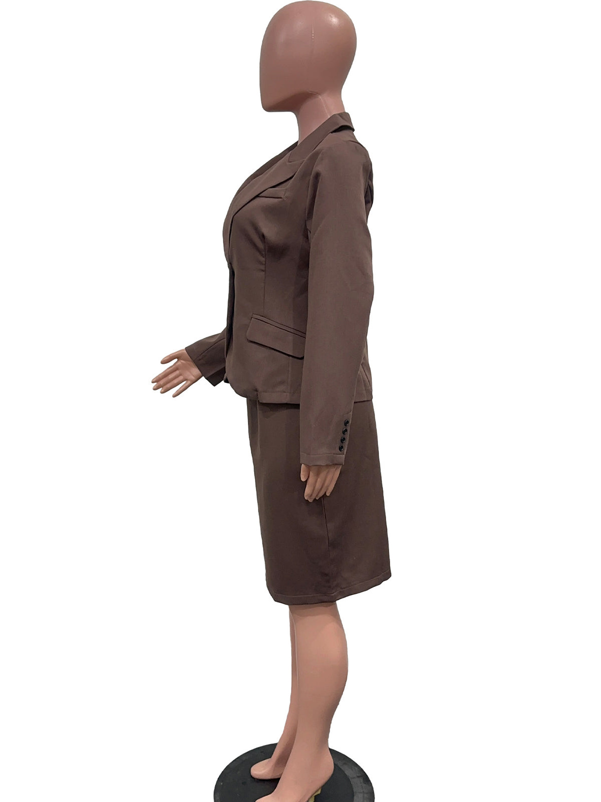 Elegant Slim Solid Blazer And Package Hip Skirt Suit