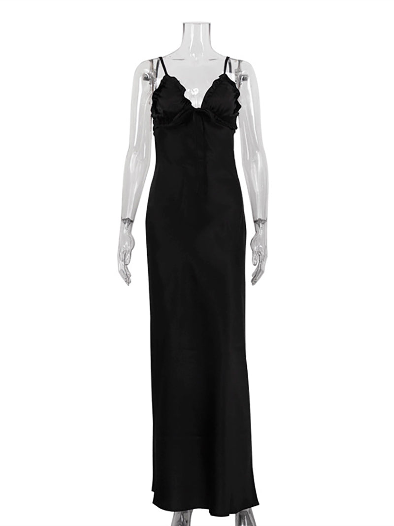 Sexy Backless Spaghetti Strap Maxi Dress