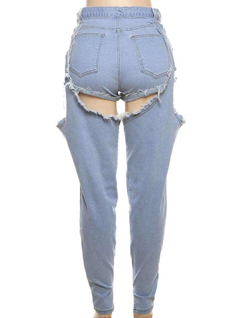 Fashion Patchwork High Waist Slim Jeans