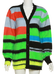 Fashion Stripe Loose Cardigan Sweater