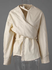 Asymmetric Cinched Waist Blouse