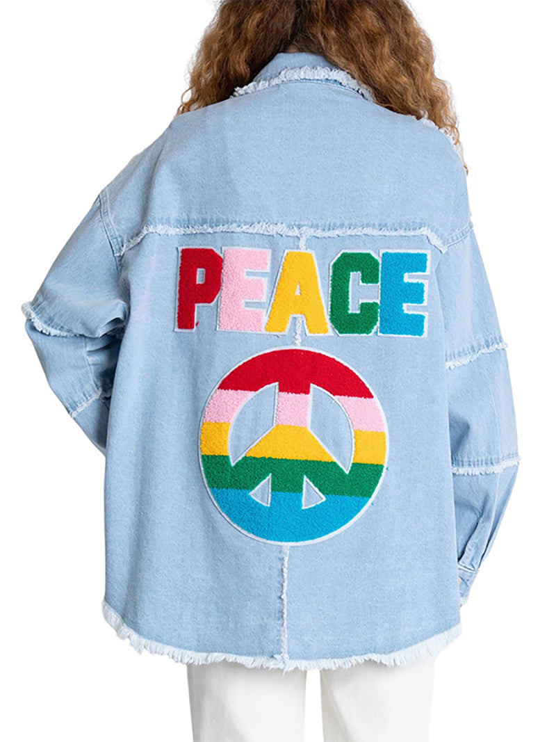 Casual Embroider Denim Jacket Coat