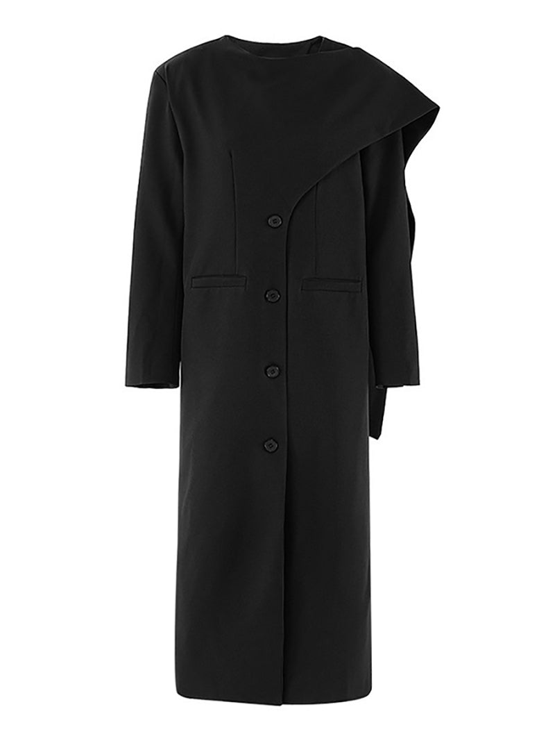 Irregular Shawl Single-breasted Trench Coat