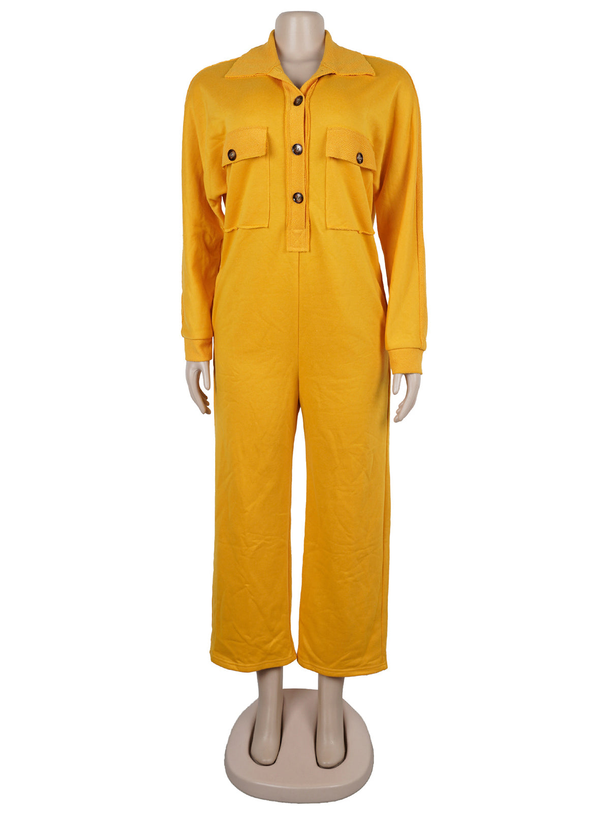 Plus Size Fashion Lapel Wide Leg Jumpsuit
