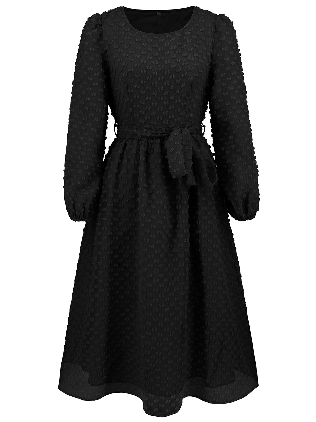 Fashion Lantern Sleeve Flounce Hem Jacquard Dress