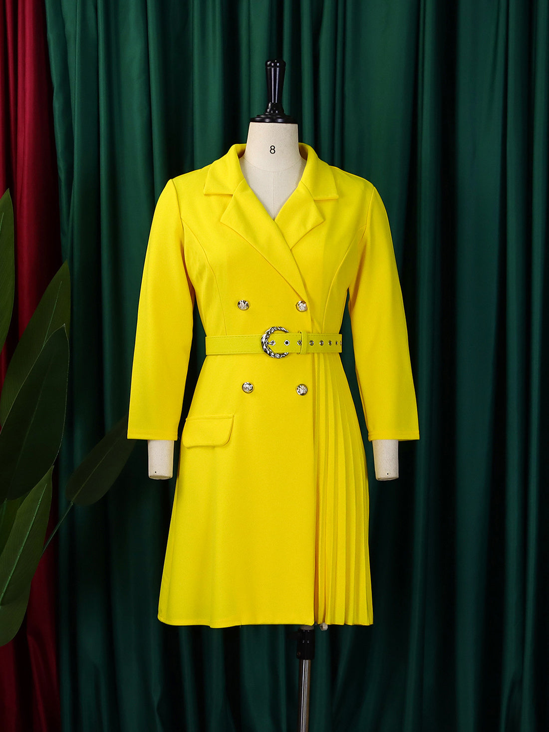 Fashion Cinched Waist Folding Stitching Blazer Dress