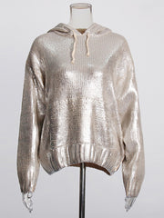 Fashion Metallic Foil Print Oversized Hoodie
