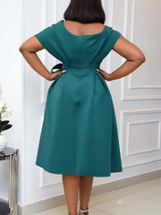 Elegant V-Neck Lace-up Evening Party Dress