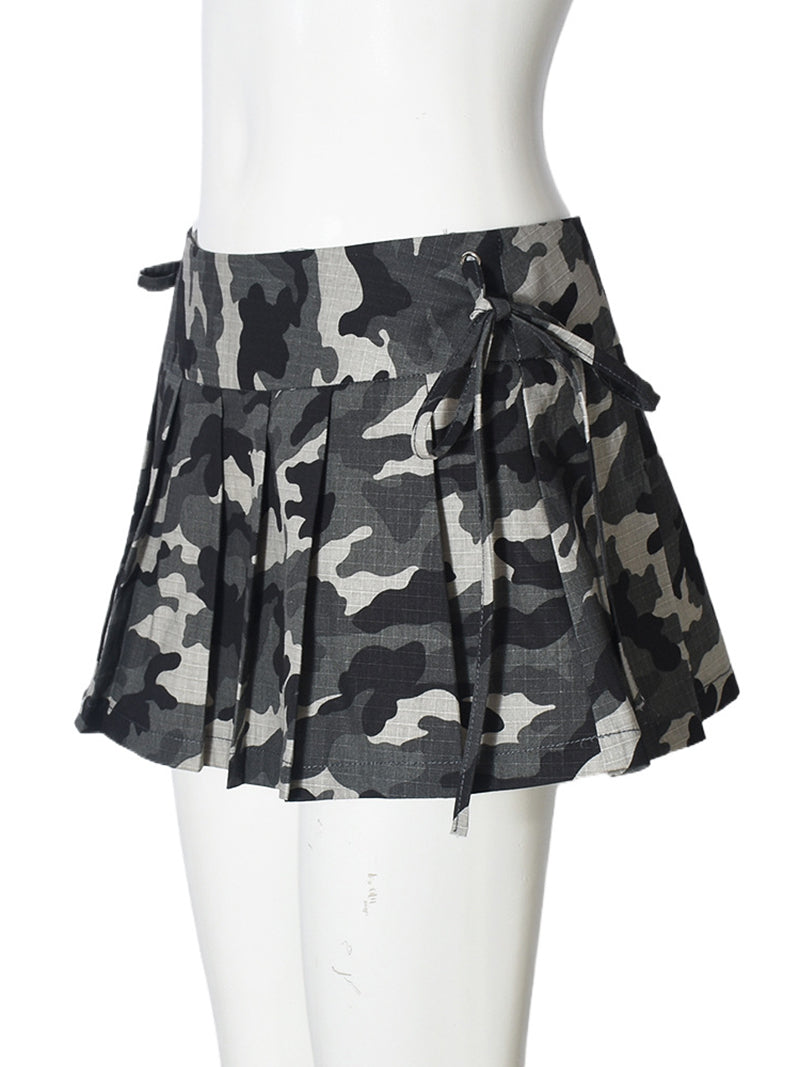 Sexy Camouflage Low Waist Pleated Short Skirt