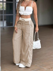 Color Block High Waist Wide Leg Pants