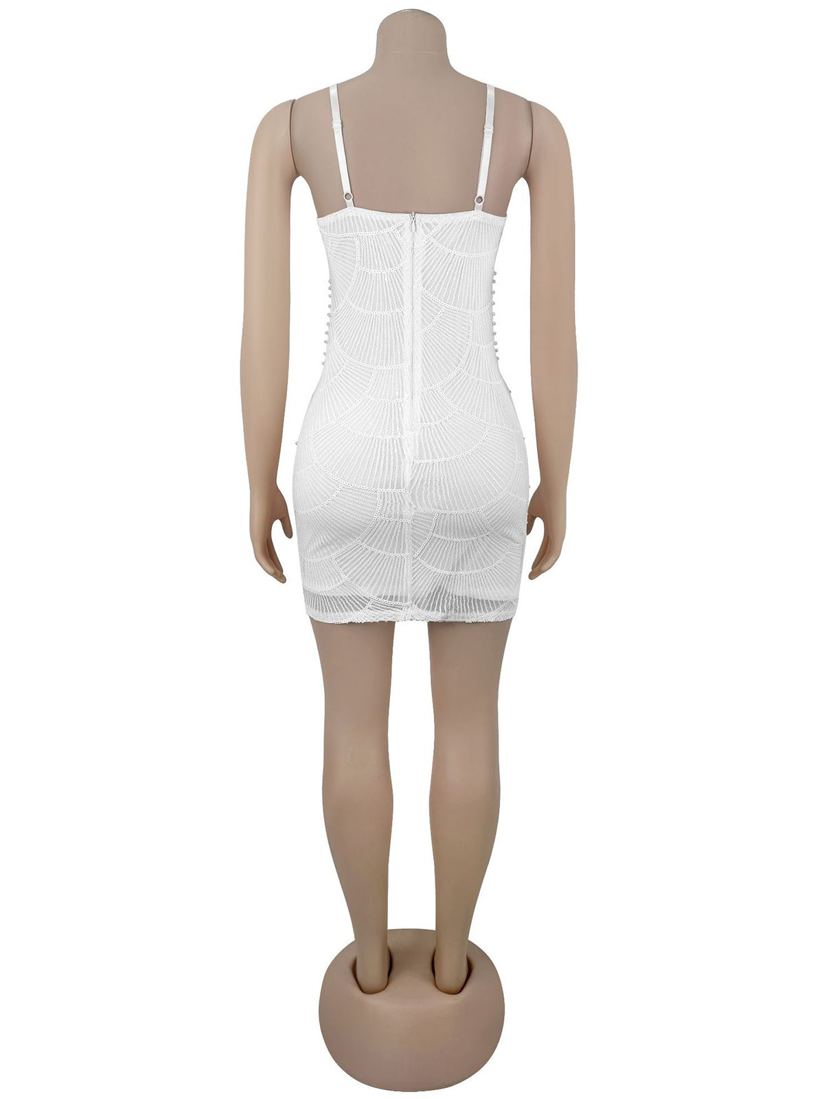 Sexy Pearl Embellished Hollow Slim Mini Dress