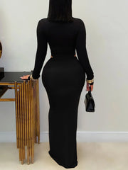 Sexy Deep V Hollow Out High Split Maxi Dress