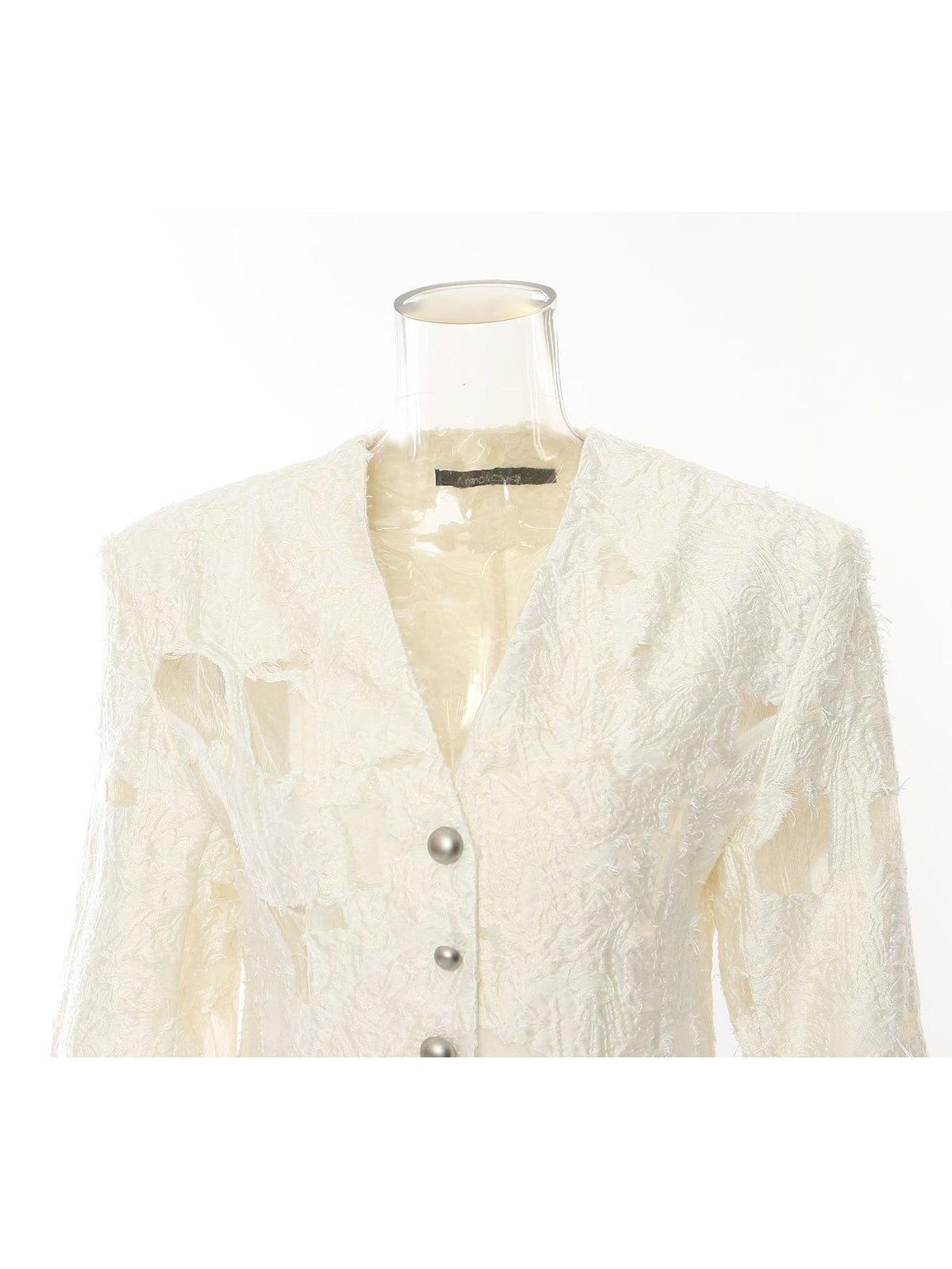 Beaded Mottled Hollow Out Jacquard Blazer