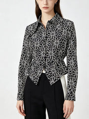 Floral Embroidered Asymmetric Blouse-boutique